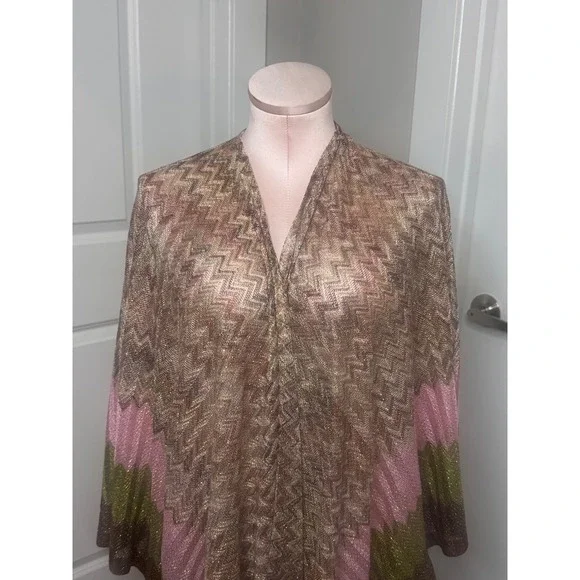 Free People Long Zigzag Knit Maxi Kimono Kaftan Cardigan Cover Up - Picture 3 of 6